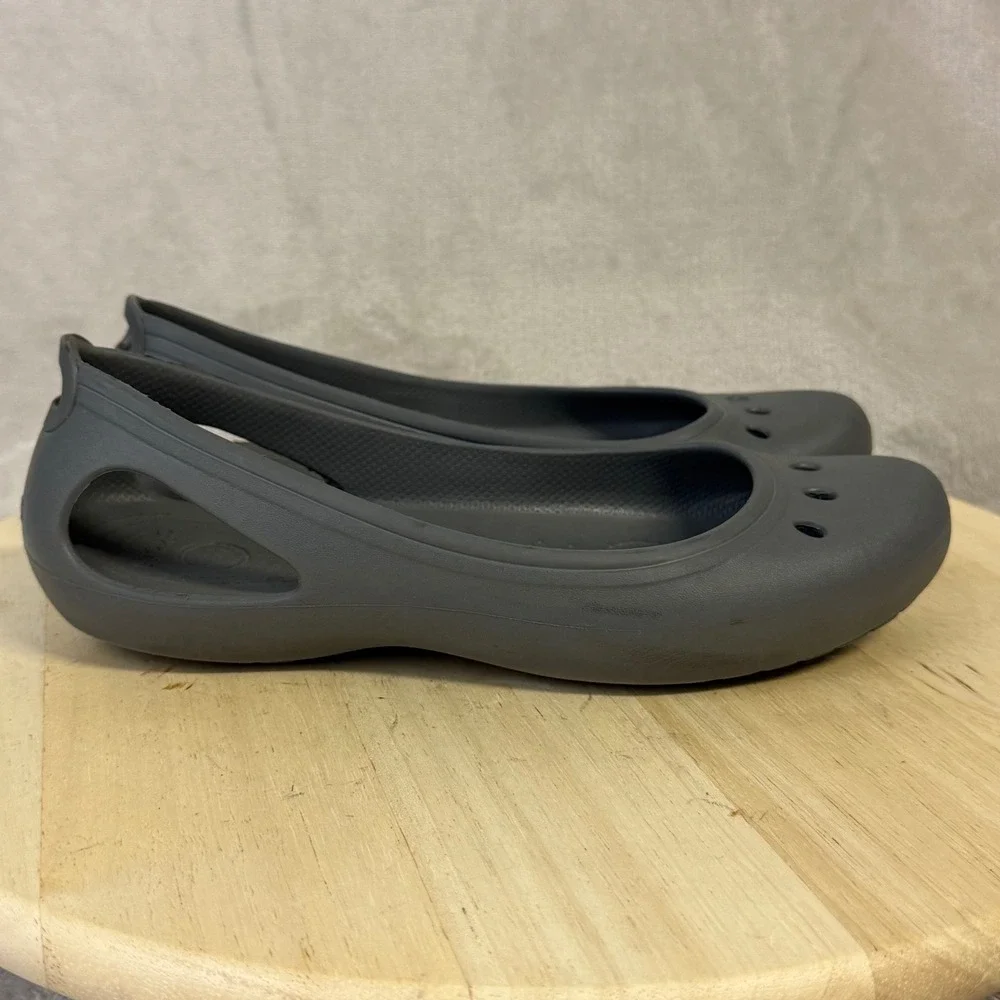 Crocs Kadee Flats Womens 9 Dark Gray Charcoal Ballet Slip On Comfort Shoes
